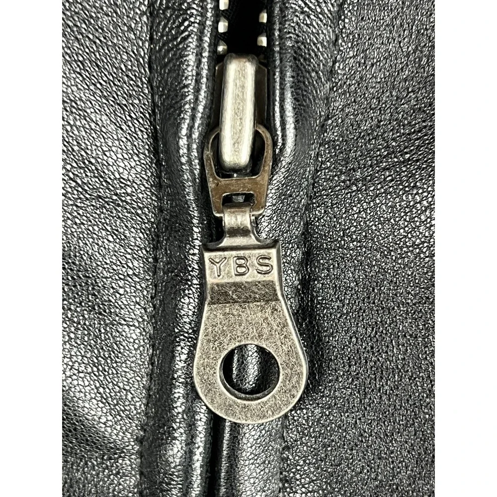 Tibor Mens Vintage Black Leather Car Coat Zip Out Thermal Lining Large